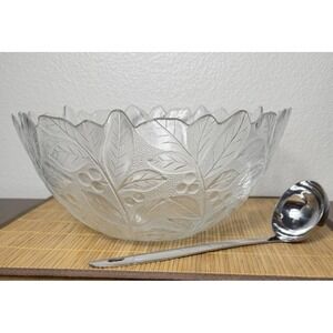 Vintage Mikasa Crystal Studio Nova Bayberry 12.75 Hostess Bowl W/ Oneida Spoon